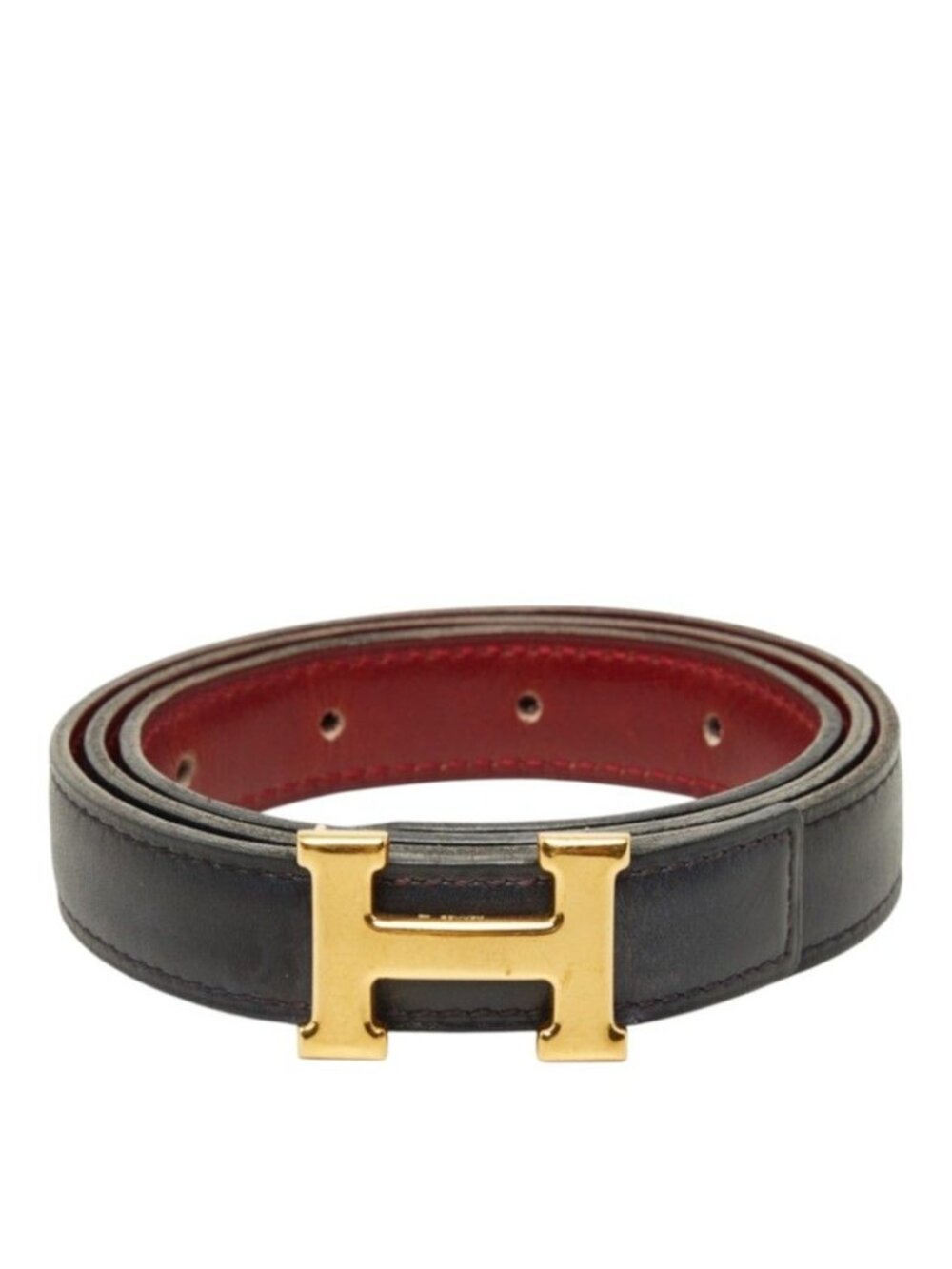Hermes Constance H Belt Reversible 70 Black Wine Red Box Calf